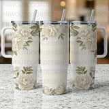 40oz Tumbler Wrap Sublimation Design, Seamless Distressed Peony Floral, Tapered Digital Download, Luxury Designs, Free Car Coasters PNG thumbnail 3