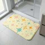 Mid Century Modern Shower Curtain, Bath Mat Retro Atomic Starburst Vintage 1950s Bathroom Decor, Pastel Boho Kitsch Stars Bath Set thumbnail 10