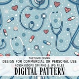 Stethoscope Heartbeat Digital Pattern Size Bundle Png thumbnail 2