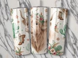 Highland Cow Tumbler Wrap, Floral Tumbler Wrap, 20oz Seamless Tumbler, Bohemian Cow Tumbler, Cowgirl Boots Tumbler, Cactus Wrap thumbnail 2