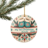 Baby First Christmas Ornament Personalized, Retro 1st Xmas Keepsake Bauble for Newborn Boy Girl, Custom Baby Booties Holiday Tree Decor thumbnail 7