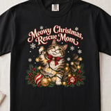 Meowy Christmas Rescue Mom Tee thumbnail 4