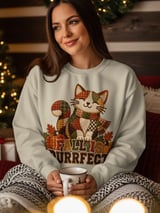 Fall Is Purrfect Sweatshirt, Quilted Cat Hoodie, Cute Autumn Cat Tote Bag, Cozy Fall Season Crewneck, Thanksgiving Cat Mom Gift thumbnail 10