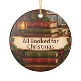 All Booked for Christmas Ornament, Book Lover Christmas Ornament, Bookish Holiday Decor, Cozy Reader Gift, Librarian Book Club Gift thumbnail 4