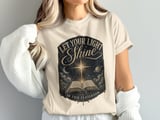 Let Your Light Shine Classroom T-Shirt, Christian Teacher Gift, Vintage Bible Verse Celestial Faith Based Educator Tee thumbnail 3