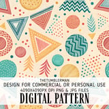 Digital Pattern, Abstract Pattern, Digital Bundle, Geometric, Triangles, Circles, Trees Pattern, Bohemian, Digital Paper, Scrapbook, Fabric thumbnail 1