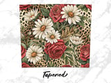Leopard Floral Tumbler Wrap, 20oz Skinny Tumbler Design, Sublimation PNG, Rose Daisy Tumbler Wrap, Seamless Tumbler Design, Digital Download thumbnail 5