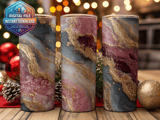 20 oz Skinny Tumbler Wrap Sublimation Design, Abstract Gold Pink Geode, Straight and Tapered Wrap png, Tumbler Digital Download thumbnail 2