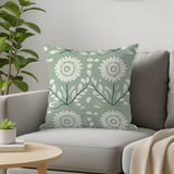 Floral Blanket,Pillow, Green and White Flower Design, Botanical Pattern Home Decor, Decorative Pillow Blanket Gift, Floral Print Blanket thumbnail 1