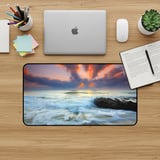 Personalized Ocean Sunset Waves Desk Mat, Custom Beach Lover Gift, Stormy Coastal Desk Mat. Dramatic Sea Landscape Mouse Pad thumbnail 2