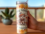 Falling Leaves Cow 20oz Seamless Tumbler Wrap, Autumn Highland Cow, Highland Cow Sublimation, Coffee Pumpkin, Cute Fall Seamless Design thumbnail 2