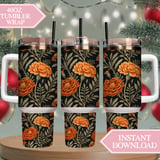 Marigold Tumbler Design, Floral Digital Paper, Printable Flower Tumbler PNG, Scrapbook Paper, Watercolor Flower Background, Digital Download thumbnail 8