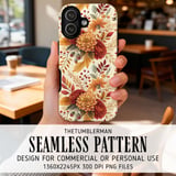 Autumn Flowers Tumbler Design, Watercolor Floral Digital Papers, Printable Tumbler PNG, Scrapbooking Paper, Digital Download thumbnail 6