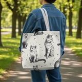 Cute Cat Pattern Tote Bags, Throw Pillow, iPhone Case, Pet Lover Gift, Kitten Art, Cat Mom, Whimsical Home Decor, Cat Illustration thumbnail 2