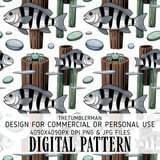Sheepshead Fish Digital Pattern, Seafood Lover Design, Crab on Wood, Digital Download, Seamless Pattern, Digital Bundle, Commercial Use thumbnail 1