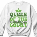 Pickleball Gildan Crewneck Sweatshirt, Queen of the Pickleball Court, Retro Court Warm Up Pullover thumbnail 2