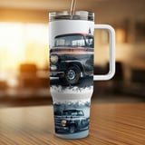 Vintage Chevrolet Truck 40oz Tumbler Wrap Digital File. Classic Car Sublimation Design for Men, Rustic Misty Forest Auto Art PNG Gift thumbnail 12