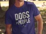 Dogs Over People Funny T-Shirt for Pet Owners | Cute Dog Mom Dad Gift Tee | Distressed Text Graphic T-Shirt thumbnail 3