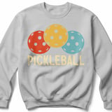 Pickleball Gildan Crewneck Sweatshirt, PICKLEBALL, Court Warm Up Retro Vintage Balls Graphic Fleece Top thumbnail 7