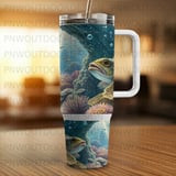 40oz Tumbler Sublimation Wrap Seamless Underwater Coral Reef Fish Design Distressed Marine Digital Download for Tapered Tumblers thumbnail 8
