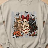 Cute Halloween Bat Friends T-Shirt, Spooky Season Sweatshirt, Whimsical Goth Chibi Bats Pumpkin Skull thumbnail 15