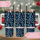 Bluebell Flower Tumbler, Digital Download, Watercolor Floral, Scrapbook Paper, Floral Junk Journal, Dark Bluebell, Tumbler Design PNG thumbnail 8