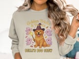 Golden Retriever Wizard Halloween Sweatshirt, Cute Ghost Dog Fall Apparel, adult and kid size t-shirts thumbnail 3