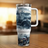 Vintage Truck 40oz Tumbler Wrap Digital Design, Retro Big Rig Sublimation File for Men, Trucker Gift PNG Wrap thumbnail 12