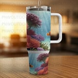 Clownfish Coral Reef 40oz Tumbler Sublimation Wrap Digital Design, Ocean Marine Life Seamless PNG File thumbnail 8