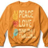Pickleball Gildan Crewneck Sweatshirt, Peace Love Pickleball, Court Warm Up Retro Graphic Apparel thumbnail 9