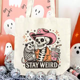 Stay Weird Cowboy Skeleton Tote Bag thumbnail 5