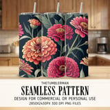 Zinnia Flowers Tumbler Design, Watercolor Floral Digital Paper, Colorful Flower Backgrounds for Junk Journal, Scrapbooking Paper, Tumbler thumbnail 2