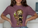 Coffee Zombie and Black Cat Tee thumbnail 1