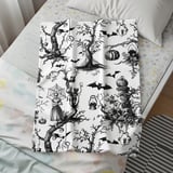 Gothic Toile Woven Blanket, Vintage Halloween Throw Pillow Spooky Skeleton Skull Decor, Dark Academia Cottagecore Tapestry Blanket thumbnail 5