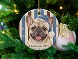 French Bulldog Christmas Ornament 2026, Cute Frenchie Santa Hat Tree Decor, Dog Lover Holiday Keepsake, Pet Mom Stocking Stuffer Gift thumbnail 1