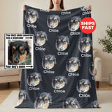 Custom Pet Blanket from Photo, Personalized Dog or Cat Portrait Blanket with Name, Dog Memorial Gift, Pet Sympathy Gift, Dog Mom Blanket thumbnail 2