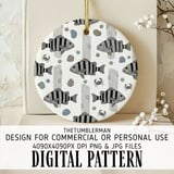 Digital Fish Pattern, Striped Bass Design, Crab Illustration, Wood Seamless, Aquatic Digital Bundle, Commercial Use Pattern, Download thumbnail 3