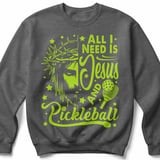 Pickleball Gildan Crewneck Sweatshirt, All I Need Is Jesus And Pickleball, Court Warm Up thumbnail 4