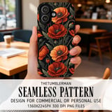 Orange Poppy Tumbler Design, Floral Digital Paper, Watercolor Flower Background, Junk Journal Pages, Printable Tumbler png, Scrapbooking thumbnail 6