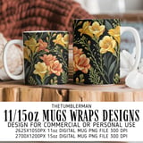 Yellow Freesia Tumbler Design, Watercolor Flowers Digital Paper, Floral Junk Journal, Printable Tumbler Png, Digital Scrapbooking thumbnail 4