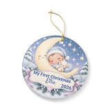 Baby First Christmas Ornament, Custom Name Sleeping Baby on Moon Holiday Keepsake, Personalized New Baby Ornaments for Tree, Newborn Gift thumbnail 5