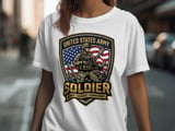 US Army Soldier T-Shirt, Patriotic Military Veteran Gift, Honor Courage Commitment Tee, American Flag Army Supporter Shirt thumbnail 4