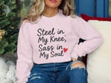 Knee Surgery T-Shirt, Steel Knee, Sass Soul Shirt, Recovery Gift Tee, Funny Surgery Shirt, Knee Replacement, Get Well Soon Gift thumbnail 3