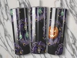 Witchy Halloween Tumbler Wrap Digital PNG for 20oz Skinny Straight | Spooky Witch Potion Jack O'Lantern Seamless Sublimation Design thumbnail 2