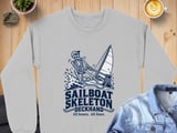 Sailboat Skeleton Deckhand Nautical Sailing Graphic Ocean Waves Crewneck Sweatshirts All Bones All Lines thumbnail 11