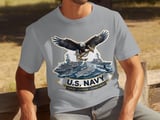 US Navy Eagle Anchor T-Shirt, Patriotic Military Veteran Gift, Naval Ships Honor Courage Commitment Apparel Tee thumbnail 1