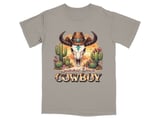 Desert Sunset Cowboy Skull T-Shirt thumbnail 7