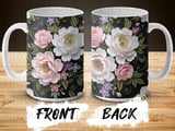 Quilled Floral Mug Wrap Sublimation Digital Download for 11oz 15oz Mugs, Elegant Peony Rose Flower Craft Design Template, Gift for Her thumbnail 9