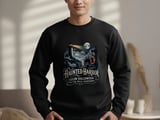 Haunted Harbor Sailor Halloween Night Fog Skull Lighthouse Ocean Nautical Crewneck Sweatshirts thumbnail 11