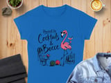 Powered by Cocktails & Bocce T-Shirt, Funny Flamingo Shirt, Cocktail Lover Tee, Bocce Ball Gift, Vacation Shirt, Summer Vibe Top thumbnail 2